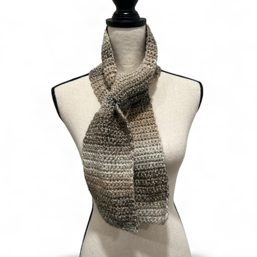 Crochet Scarf - Brown and Gray